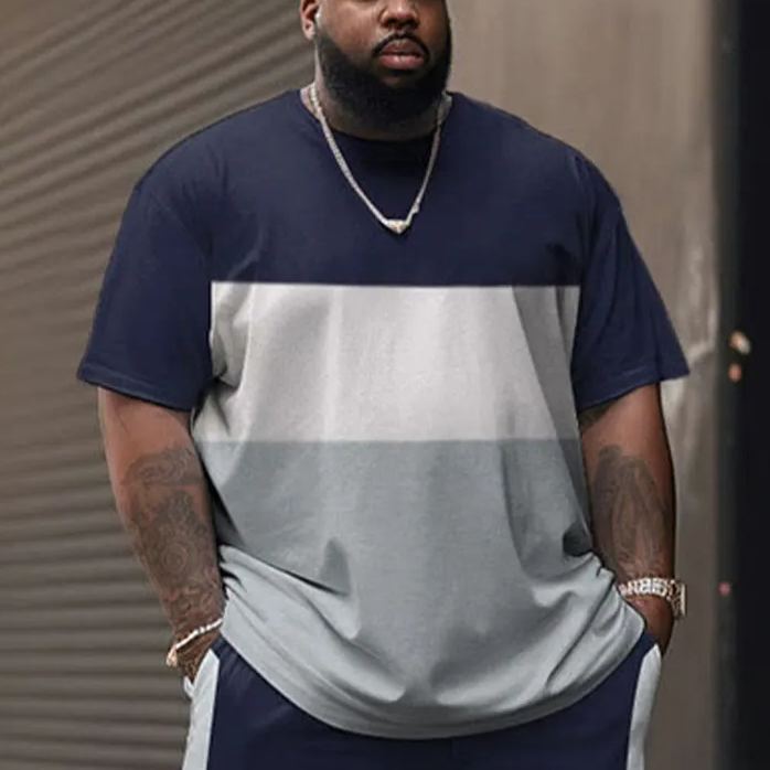 Street Simplie Color-block Printed Men's Plus Size T-shirt