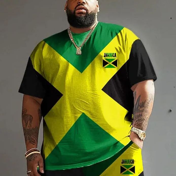 Men's Plus Size Jamaican Flag Colors T-shirt 