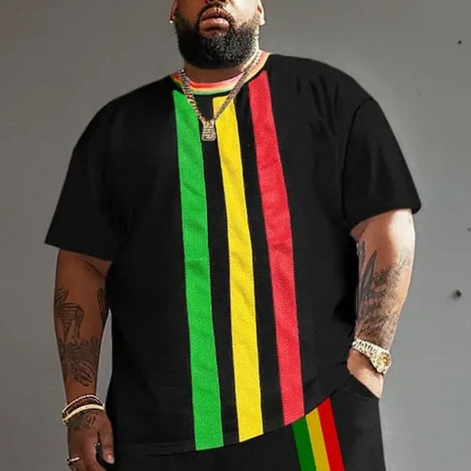 Men's Plus Size Simple Reggae Vertical Stripes T-shirt
