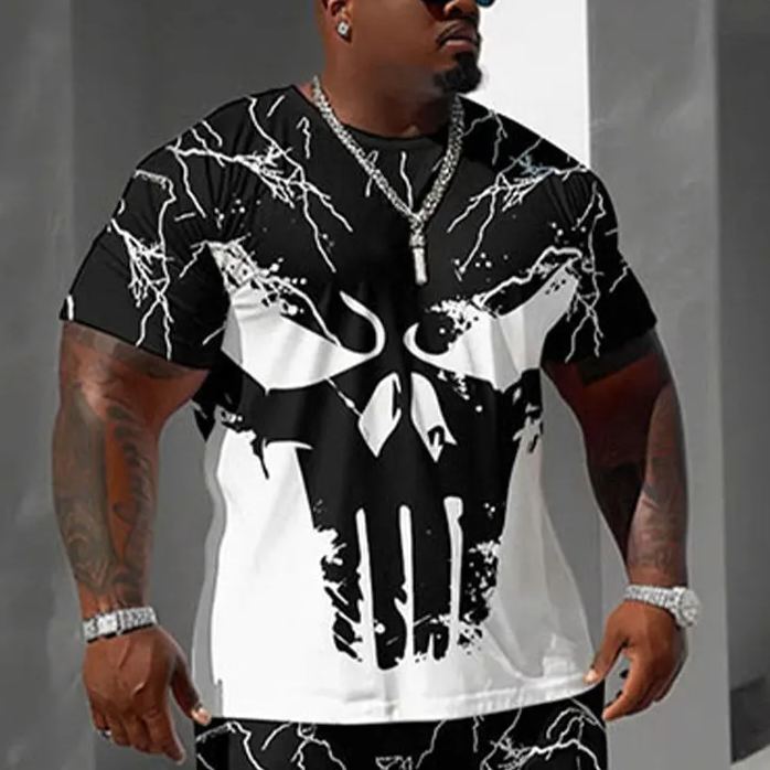 Men's Plus Size Punish Skull Contrast Color Graphic Printed T-shirt 