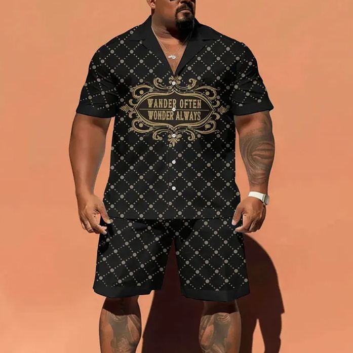 Men's Plus Size Wander Often Wonder Always Shirt Set