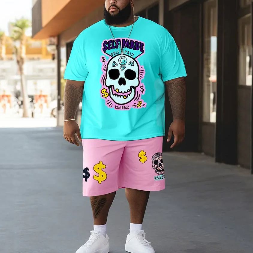 Short Sleeve Plus Size Fashion Casual Print Shorts Sets