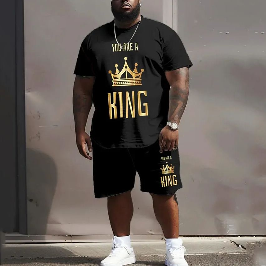 Street Casual You Are A King Text Print Large Men's Set