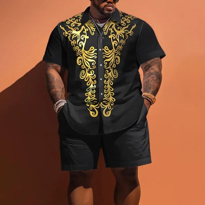 Summerafrican Ethnic Prints Printed Men's Plus Size Shirt Set