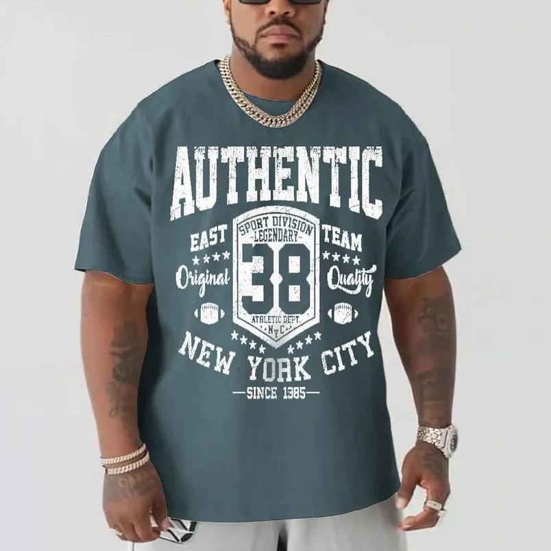 Letter Print Men's Plus Size Short-sleeved T-shirt