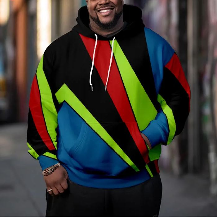 Men's Colorful Irregular Geometric Graphic Art Plus Size Hoodie