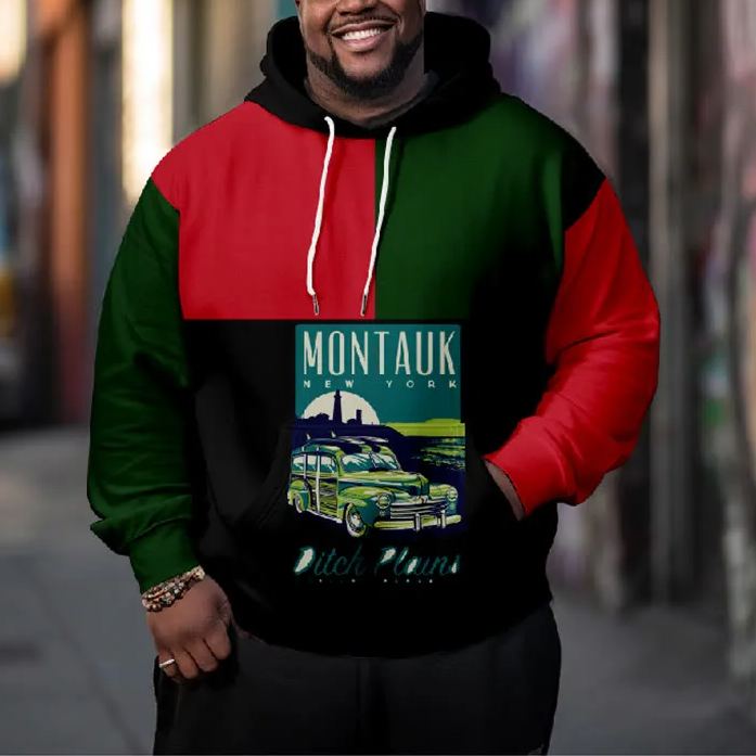 Men's Montauk New York Car Pattern Fashion Plus Size Hoodie