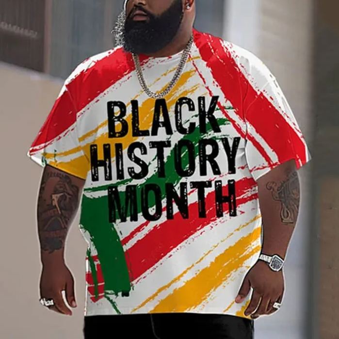 Men's Plus Size Summer Fashion Juneteenth Black History Month Graffiti T-shirt 