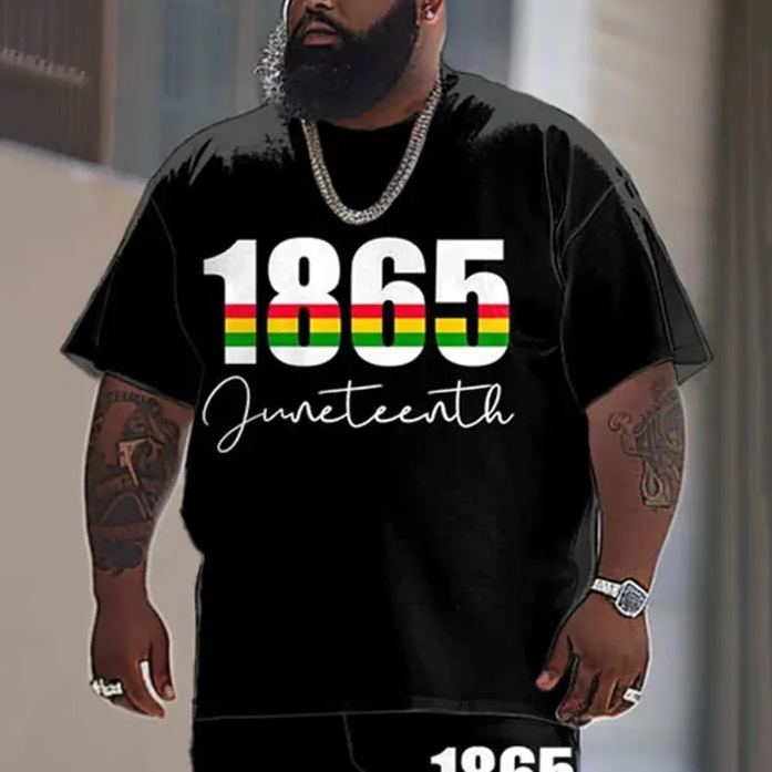 Men's Plus Size Juneteenth Black History Month 1865 Printed T-shirt