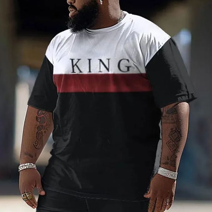 Men's Plus Size Summer Fashion Street Casual Colorblocks King T-shirt
