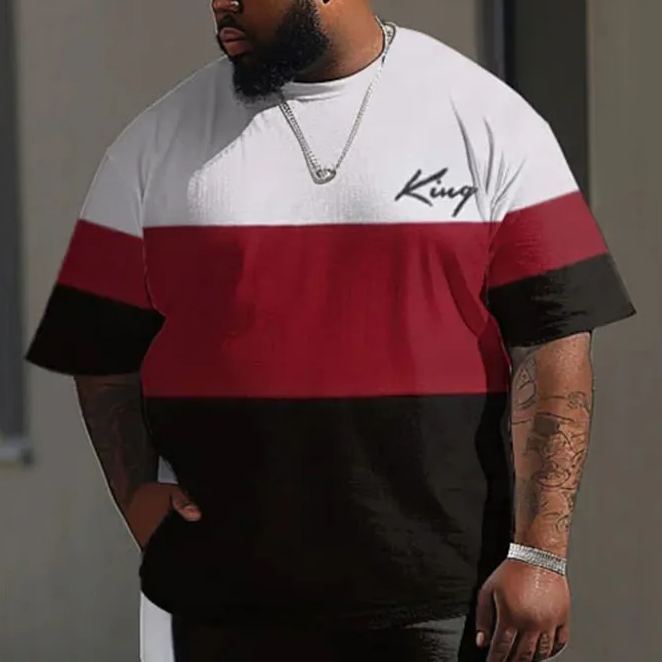 Men's Plus Size Summer Fashion Street Casual Colorblocks King T-shirt