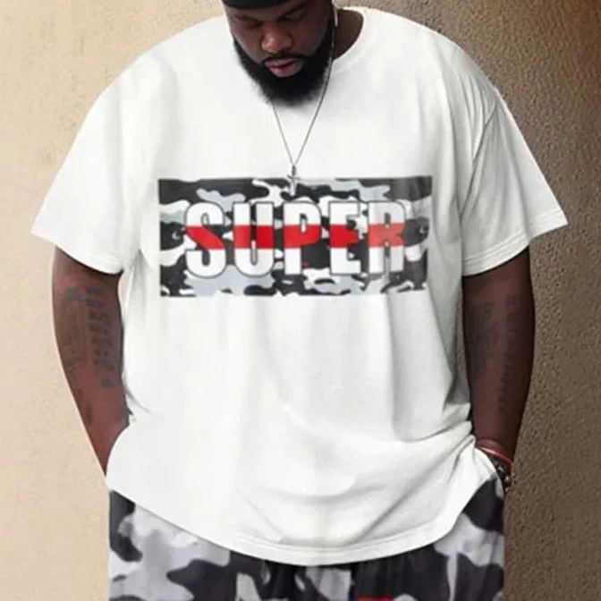 Men's Plus Size Retro Super Hip-hop Camouflage Print Casual Short Sleeve T-shirt