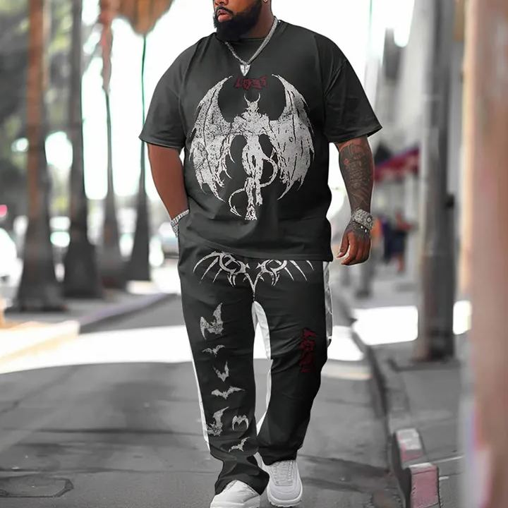 Men's Plus Size Lost Graphic Print T-shirt Pants Set