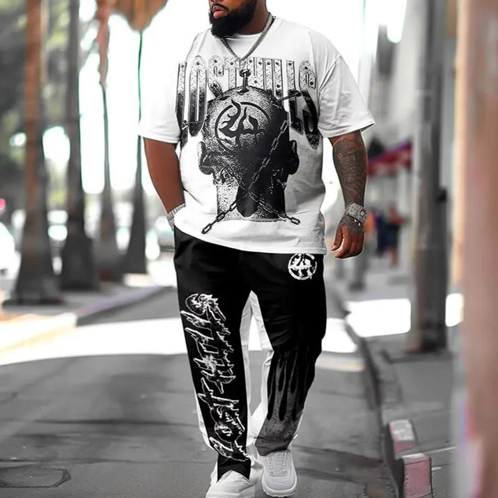 Men's Plus Size Lost Hills Graphic Print T-shirt Pants Set