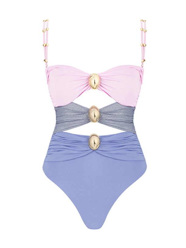 Hollow Stitching Three-color Sexy One-piece Swimsuit