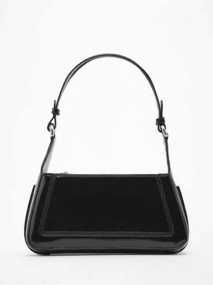 Square Faux Patent Finished Shoulder Bag