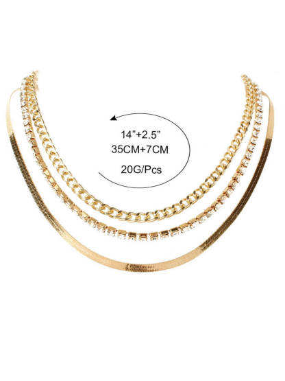 Simple Multi-Layer Chain Diamond Geometric Clavicle Necklace