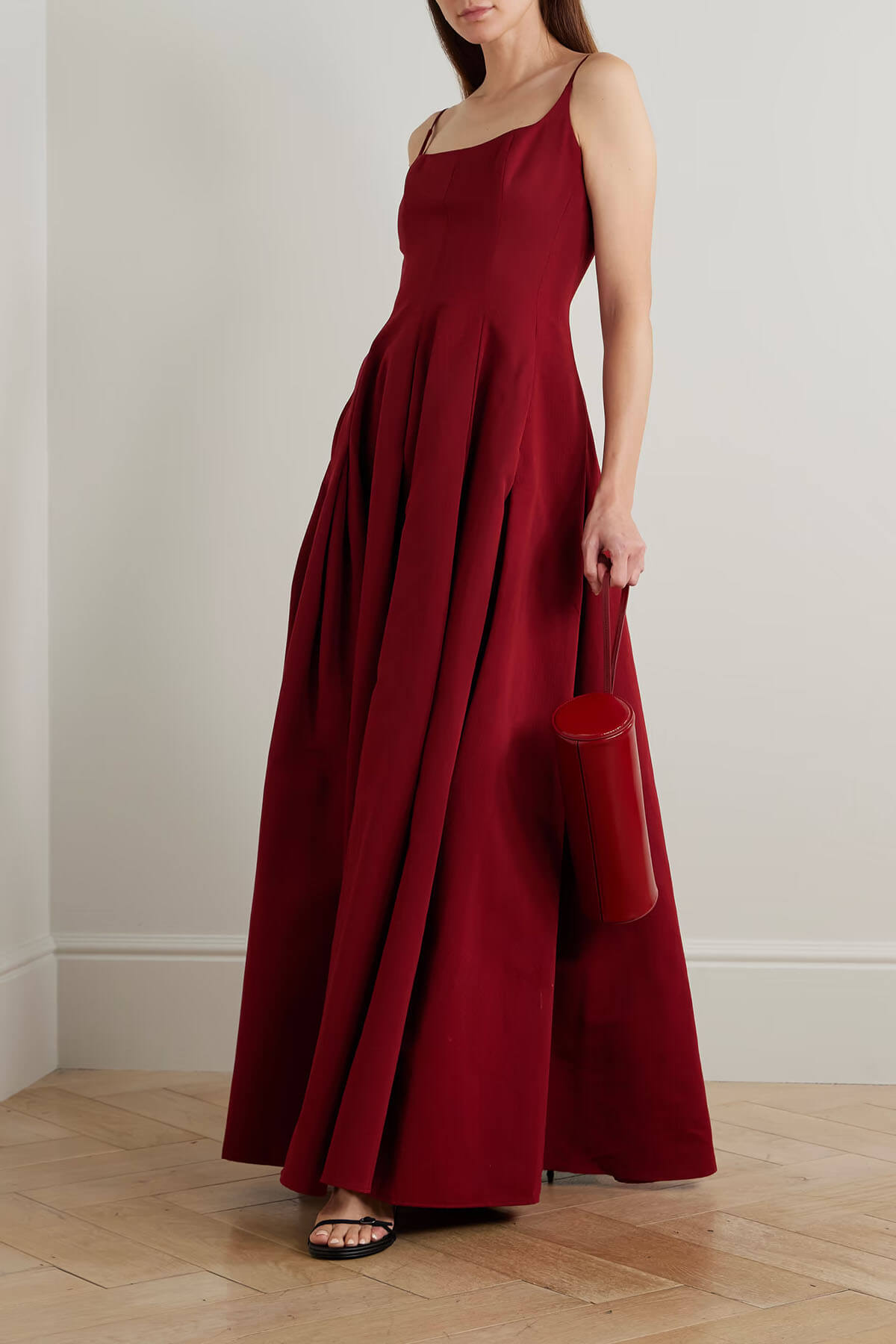 Elegant Backless Ruched Twill Maxi Dress