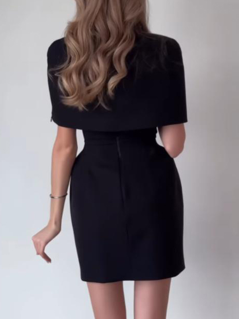 Elegant Cape-Layered Mini Dress