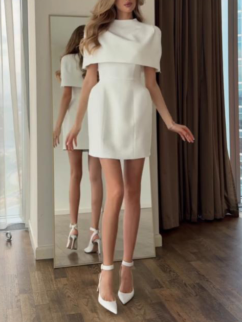 Elegant Cape-Layered Mini Dress