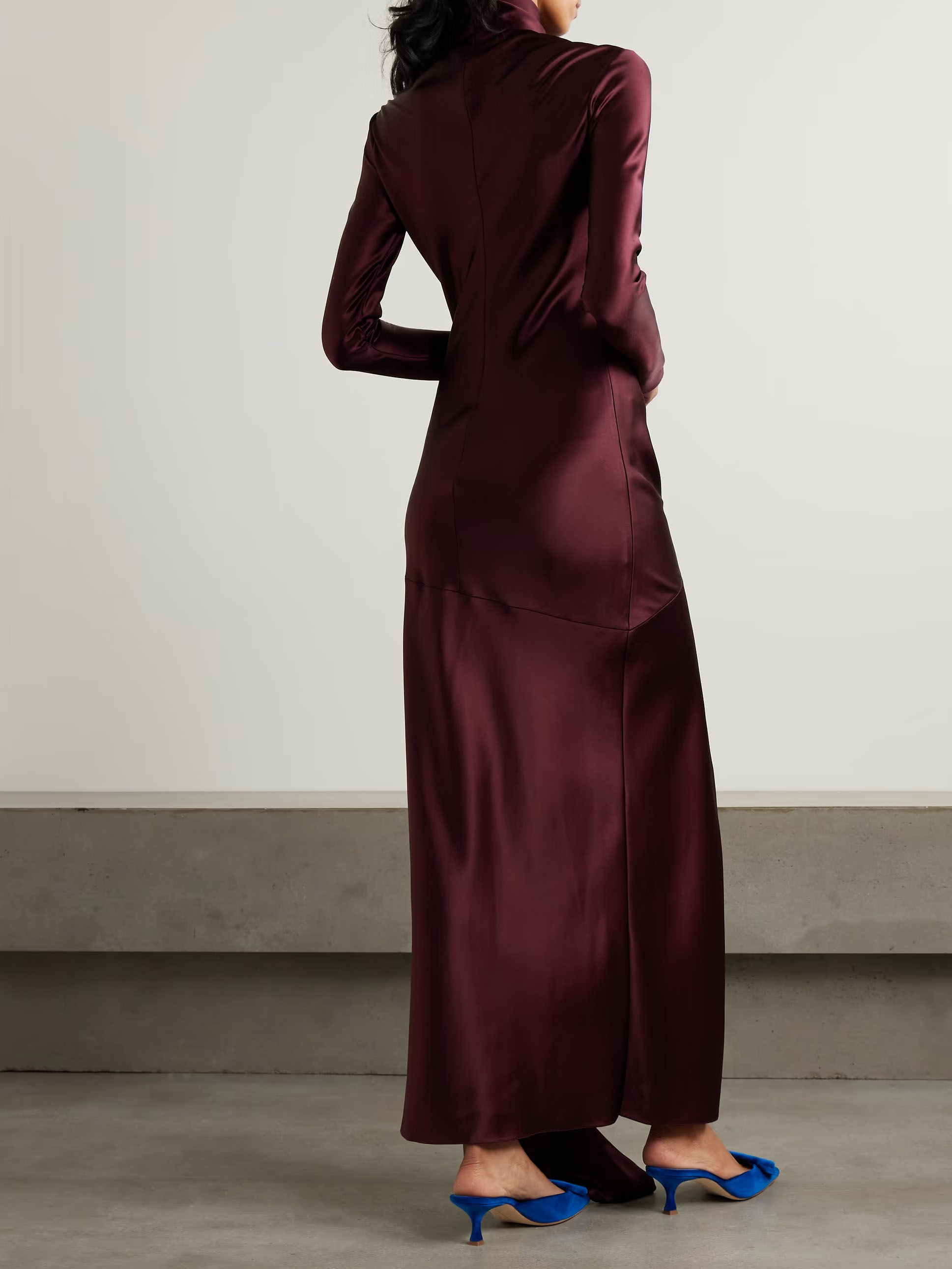 Elegant Lace-up Satin Maxi Dress