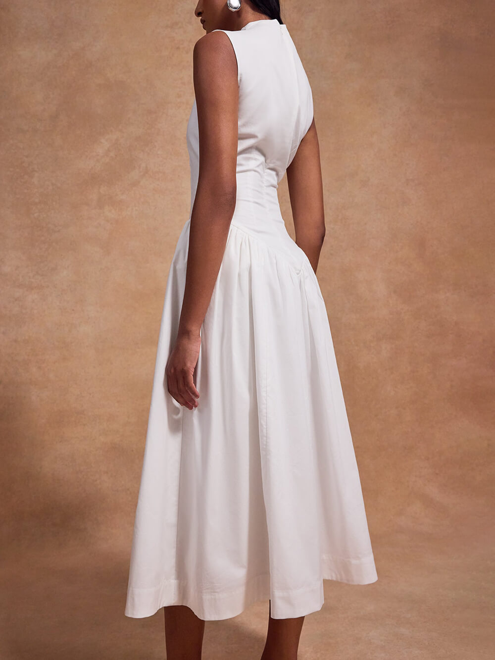 Casual Pleated Slim Low Waist Midi Dress