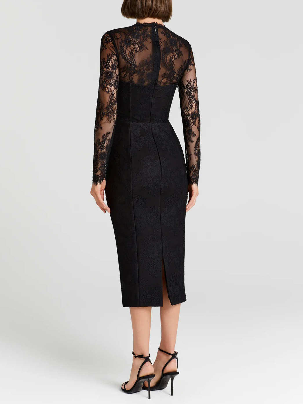 Elegant Lace Long-sleeved Bodycon Midi Dress