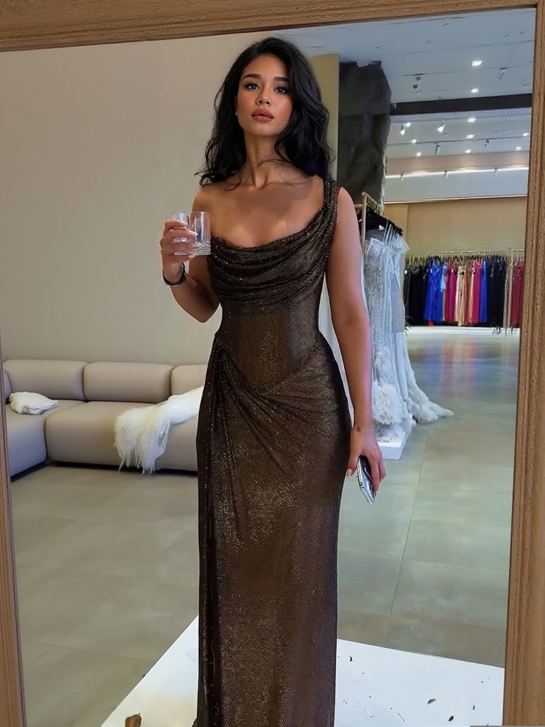 Elegant Sequin Slit Party Maxi Dress