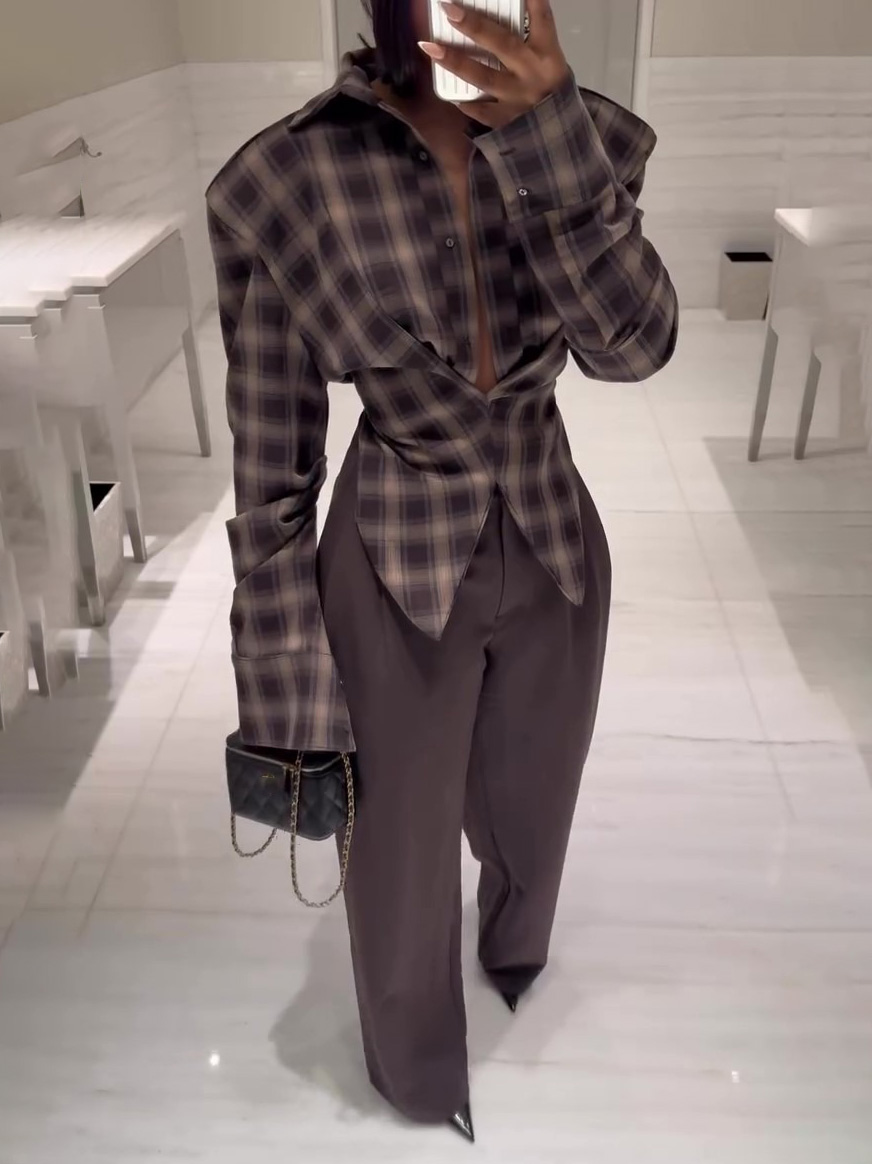 Exquisite Vintage Plaid Long-sleeved Shirt