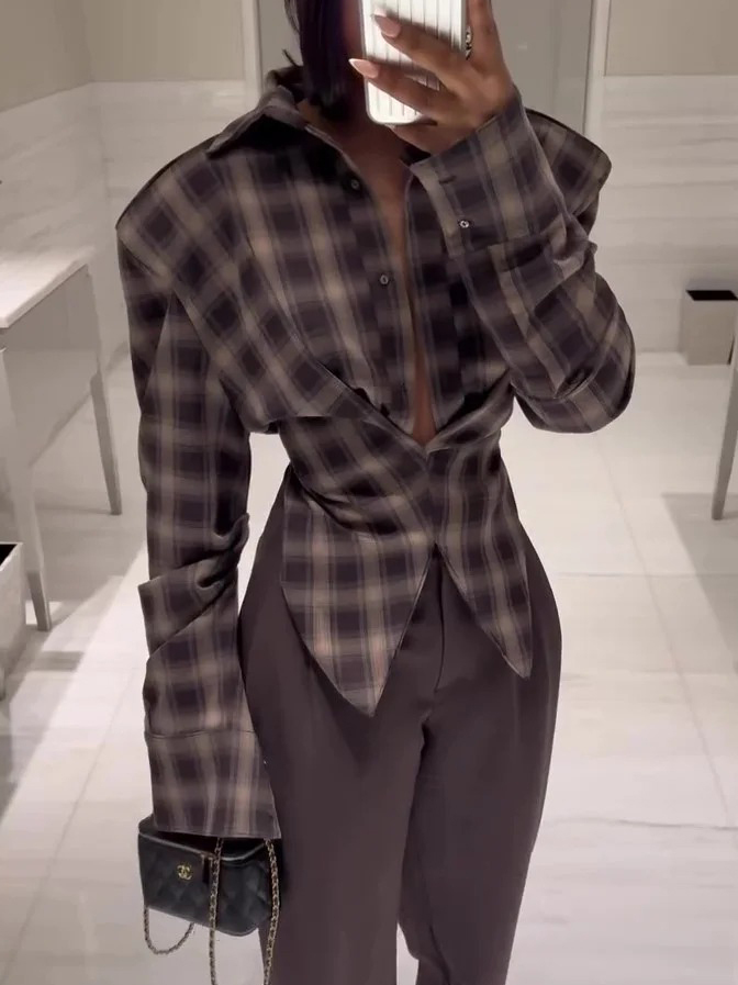 Exquisite Vintage Plaid Long-sleeved Shirt