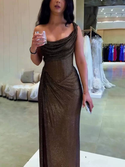 Elegant Sequin Slit Party Maxi Dress