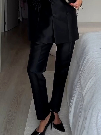 Elegant Tailored Satin Straight-Leg Pants