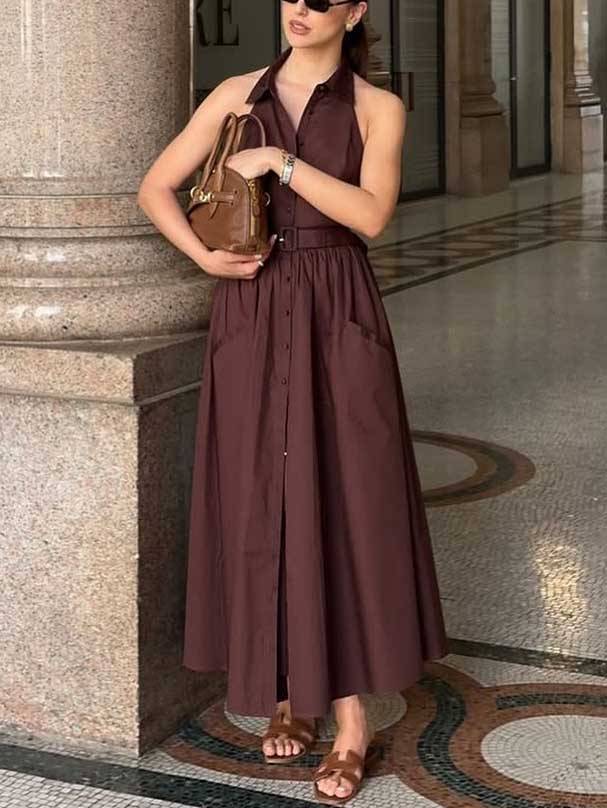 Minimalist Off-shoulder High Waist A- Shaped Dress