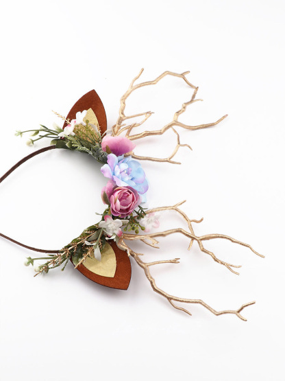Flower Beauty and the Beast Christmas Reindeer Headband
