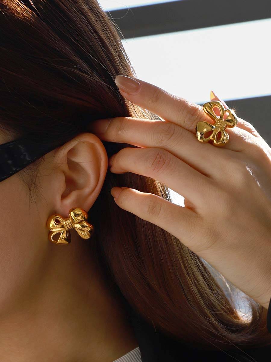 Bowknot Earrings Ring Necklace