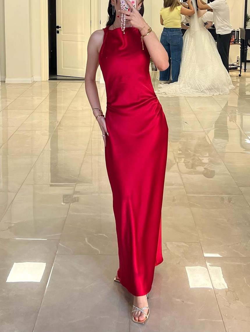 Sleeveless Satin Maxi Dress