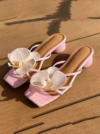 Flowers Beach Slippers High Heel Slippers
