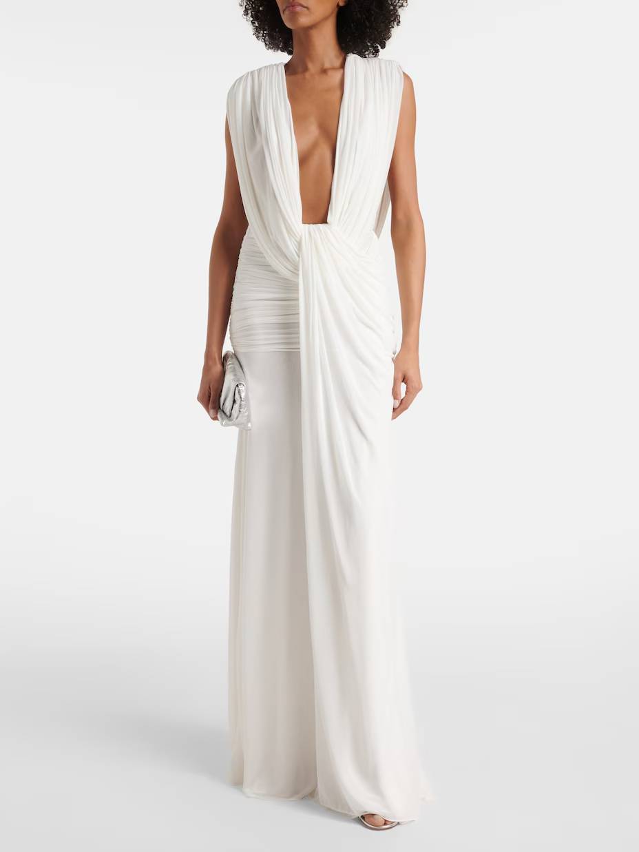 Minimalist Deep V-Neck Maxi Dress