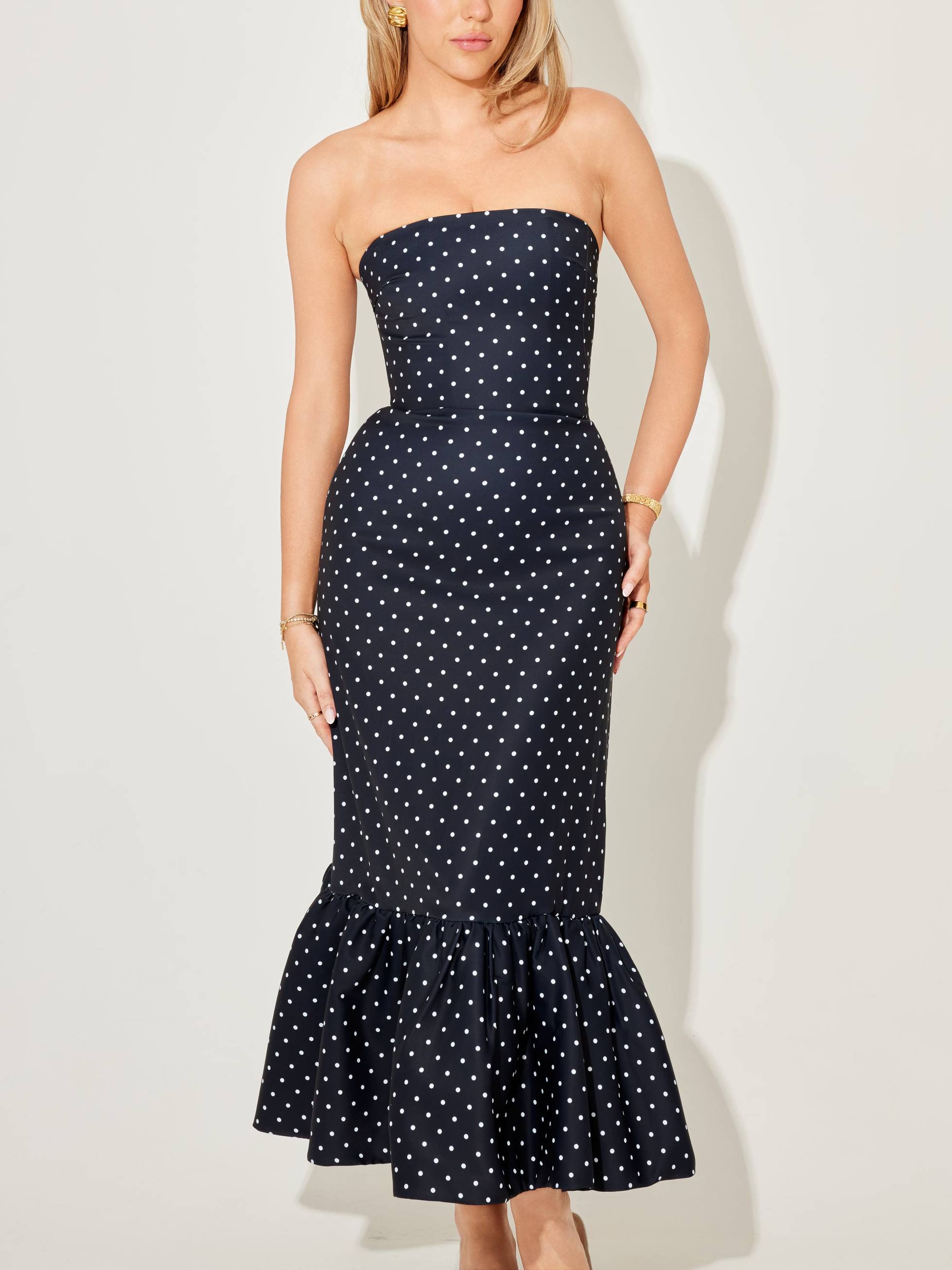 Slim-Fit Tube Top Fishtail Midi Dress