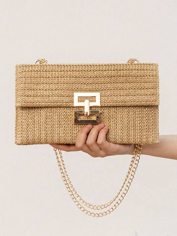 Straw Minimalist Clutch Chain Bag