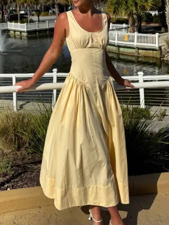 Vintage Pleated Maxi Dress