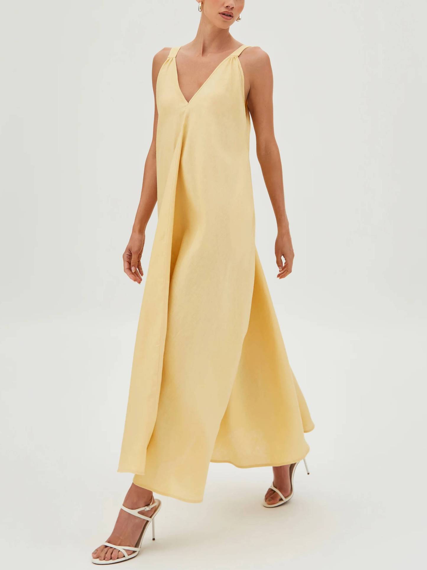 Vacation Style V-Neck Loose Maxi Dress