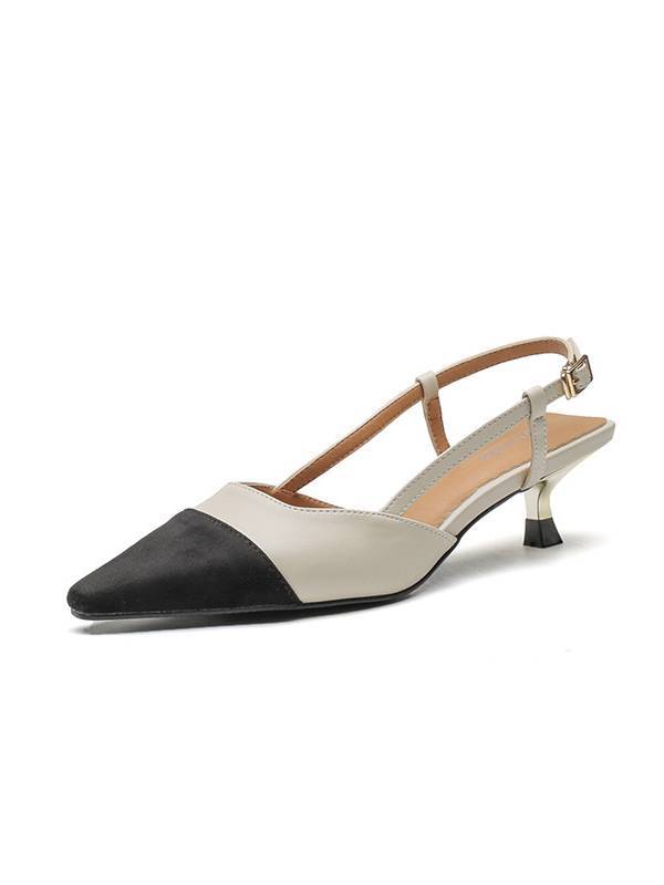 Elegant French Color Contrast Heeled Slingback