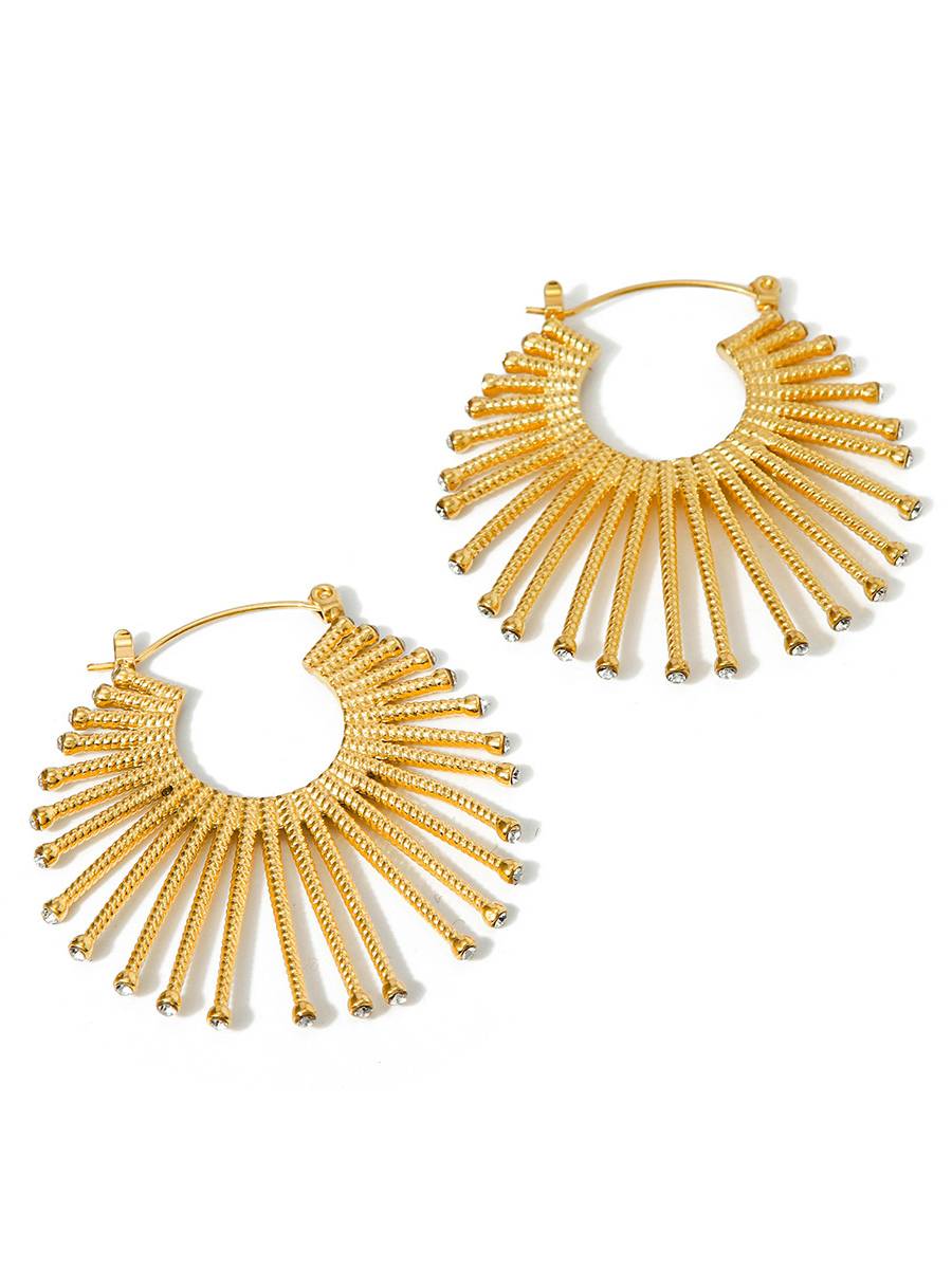 Fan-shaped Rhinestone Earrings