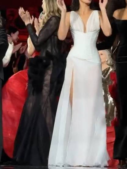 V-Neck Slim-Fit Side Slit Maxi Dress