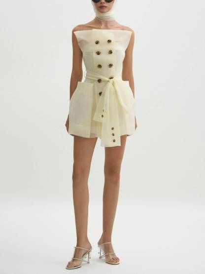 Organza Tube Top Sling Mini Dress