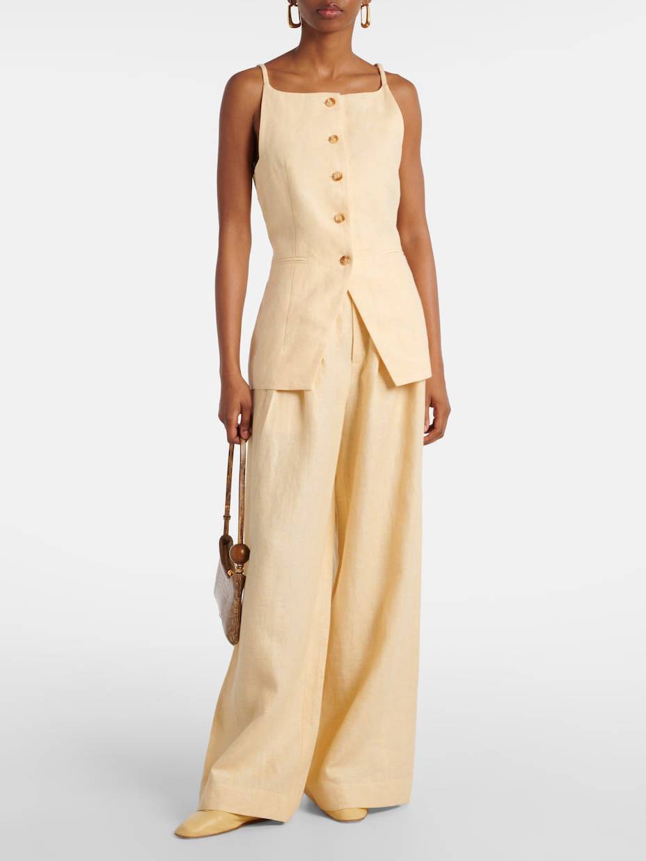 Minimalist Sling Tank Top And Wide Leg Pants Suit-Pants