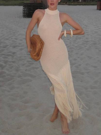 Knitted Tassel Hem Dress