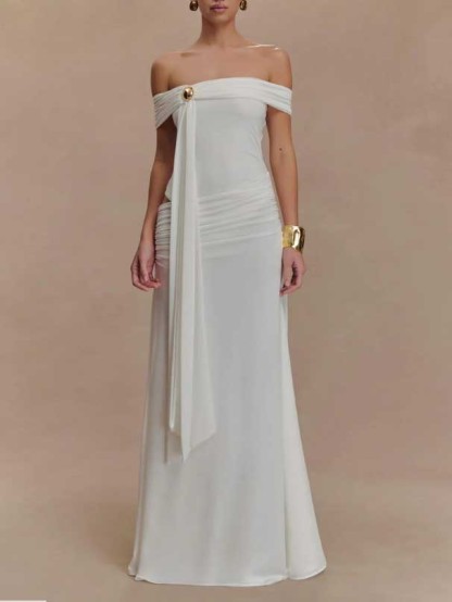 Sexy Off-Shoulder Hollow Design Maxi Dress