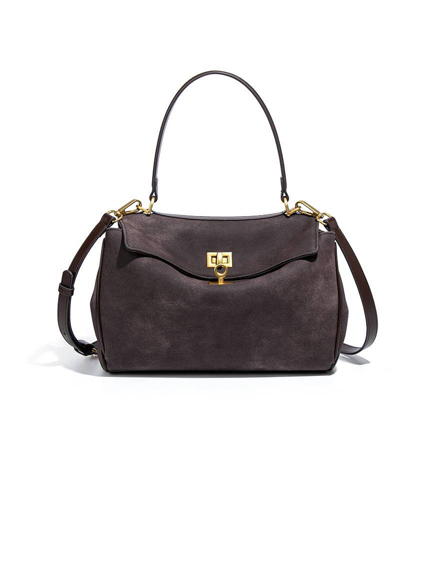 Minimalist suede tote shoulder bag